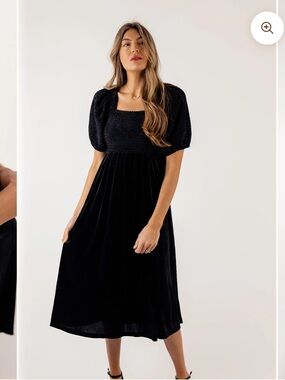 Salt Velvet Midi Maxi Puff Sleeve Dress. Size Large.